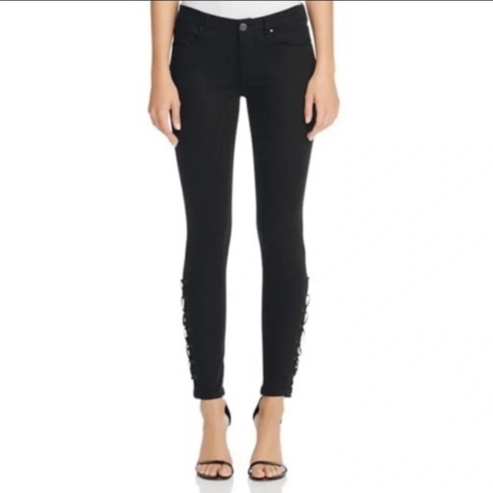 - NWT Anthropologie Black Blank NYC Intro Skinny Jeans faux tie details